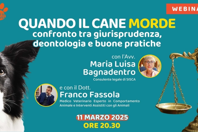 “Quando il cane morde: confronto tra giurisprudenza, deontologia e buone pratiche” con l’avv. Maria Luisa Bagnadentro e il Dott. Franco Fassola